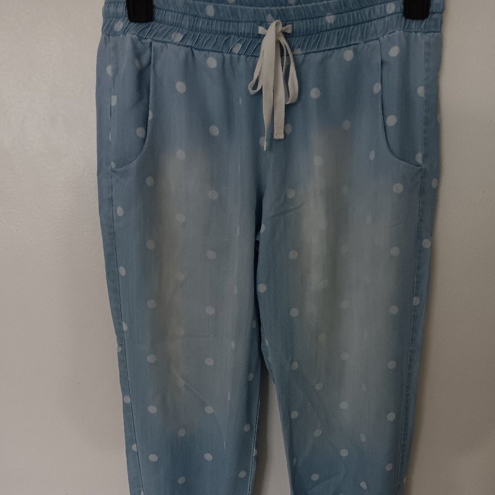 Anthropologie Bella Dahl Women's Sky Blue Pull On Tapered Leg Jogger Pants S/M